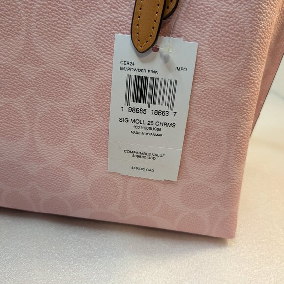NWT Coach Mollie Tote Bag 25 In Signature Canvas With Charms (CER24) - Picture 12 of 12